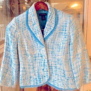 Vintage Spencer Jeremy tweed blue lace trimmed blazer 6 clueless vibes Y2K